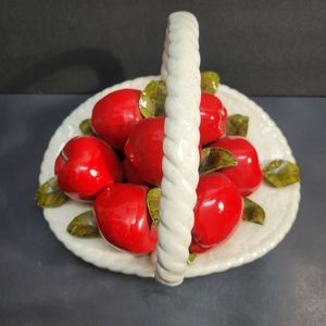 Ceramic Apple Fruit Basket Vintage